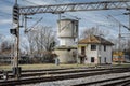 Novska, Croatia 2/14/2019: Railroad station in winter time with old tracks