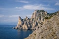 Novyi Svit, Crimea, the view from Golitsyn Path. Beautiful views of the mountains and rocky coast of the black sea Royalty Free Stock Photo