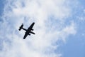 A now Dutch B25 Mitchell US-bomber from WWII flies over the National Park. Reason unknown. Royalty Free Stock Photo