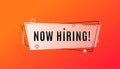 Now hiring concept. Emergency job vacancy advertisement geometric banner design