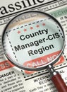 Now Hiring Country Manager-CIS Region. 3D. Royalty Free Stock Photo