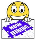 Now Hiring Sign Shows Job Opening And Recruiting Employees Royalty Free Stock Photo