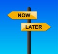 Now later signposts Royalty Free Stock Photo