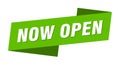 now open banner template. ribbon label sign. sticker