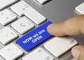 Now we are open - Inscription on Blue Keyboard Key Royalty Free Stock Photo