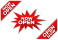 Now open sign sticker Royalty Free Stock Photo