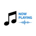 Now Playing Icon with Music Note and Audio Waveform Royalty Free Stock Photo