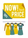 Now Price 50 Half Price Sale Special Offer Label Royalty Free Stock Photo