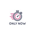 Only Now, Sale countdown logo, sticker, button design.