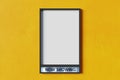 Now showing movie poster mockup on Yellow wall, 3d