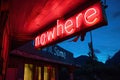 Nowhere neon illuminated sign at night - AI Generated