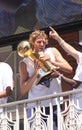 Nowitzki in NBA Mavericks champions parade Royalty Free Stock Photo