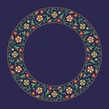 Vintage round floral frame with retro ornament pattern in antique baroque style.