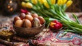 Nowruz treats on the table. Selective focus.