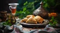 Nowruz treats on the table. Selective focus.