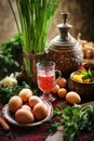 Nowruz treats on the table. Selective focus.