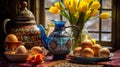 Nowruz treats on the table. Selective focus.
