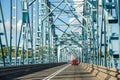 Nowy Dwor Mazowiecki, Poland - August 13, 2021. Blue bridge over Vistula river - Pilsudskiego Bridge