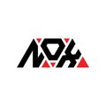 NOX triangle letter logo design with triangle shape. NOX triangle logo design monogram. NOX triangle vector logo template with red Royalty Free Stock Photo