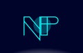 np n p blue line circle alphabet letter logo icon template vector design