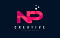 NP N P Letter Logo with Purple Low Poly Pink Triangles Concept