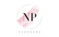 NP N P Watercolor Letter Logo Design with Circular Brush Pattern