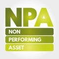 NPA - Non Performing Asset acronym concept