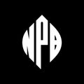 NPB circle letter logo design with circle and ellipse shape. NPB ellipse letters with typographic style. The three initials form a