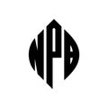 NPB circle letter logo design with circle and ellipse shape. NPB ellipse letters with typographic style. The three initials form a