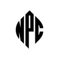 NPC circle letter logo design with circle and ellipse shape. NPC ellipse letters with typographic style. The three initials form a