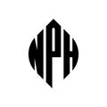 NPH circle letter logo design with circle and ellipse shape. NPH ellipse letters with typographic style. The three initials form a