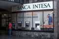 Banca Intesa logo on their ATM in Belgrade.