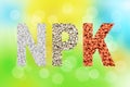 NPK letters made of mineral fertilizers