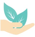 Plant Care, Hand Gesture Color Isolated Vector Icon