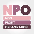 NPO - Non-Profit Organization acronym, business concept background