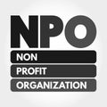 NPO - Non-Profit Organization acronym, business concept background