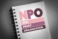 NPO - Non-Profit Organization acronym on notepad, business concept background