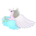 Pony pegasus horse unicorn on a cloud Royalty Free Stock Photo