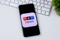 NPR News app logo on a smartphone screen. Royalty Free Stock Photo