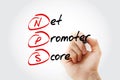 NPS - Net Promoter Score acronym with marker, business concept background