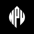NPV circle letter logo design with circle and ellipse shape. NPV ellipse letters with typographic style. The three initials form a Royalty Free Stock Photo