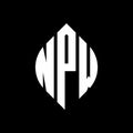 NPW circle letter logo design with circle and ellipse shape. NPW ellipse letters with typographic style. The three initials form a Royalty Free Stock Photo