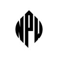 NPW circle letter logo design with circle and ellipse shape. NPW ellipse letters with typographic style. The three initials form a Royalty Free Stock Photo