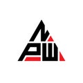 NPW triangle letter logo design with triangle shape. NPW triangle logo design monogram. NPW triangle vector logo template with red Royalty Free Stock Photo