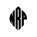 NRP circle letter logo design with circle and ellipse shape. NRP ellipse letters with typographic style. The three initials form a Royalty Free Stock Photo
