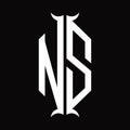 NS Logo monogram with horn shape design template