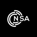 NSA letter logo design. NSA monogram initials letter logo concept. NSA letter design in black background