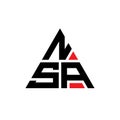 NSA triangle letter logo design with triangle shape. NSA triangle logo design monogram. NSA triangle vector logo template with red