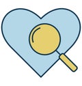 Search Love, Magnifier Isolated Vector Icon for Party and Celebration