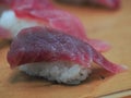 Closeup of Tuna sushi or magro sushi Royalty Free Stock Photo